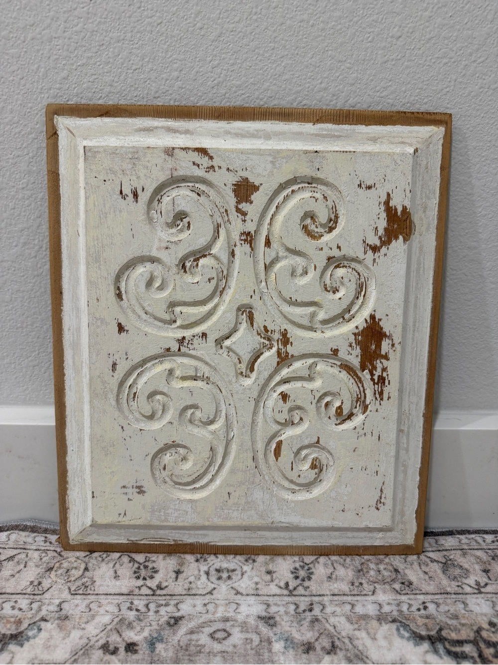 Architectural Salvage Vintage Cream Decorative Wooden Wall Decor